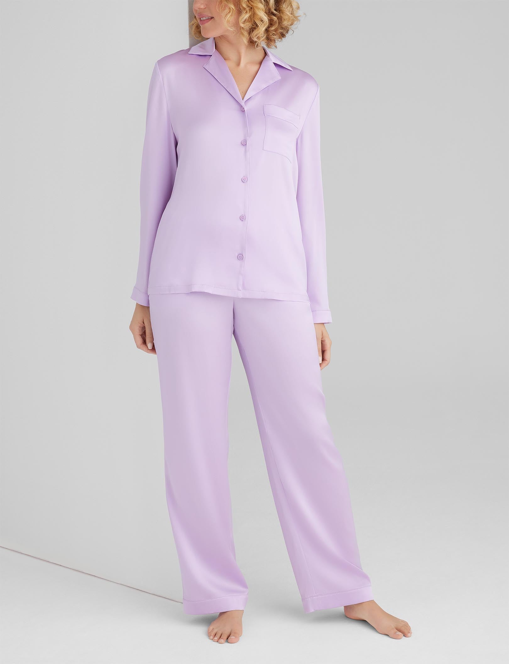 Women's Silk Long Sleeve Pajama Top & Pant Set - Image 4