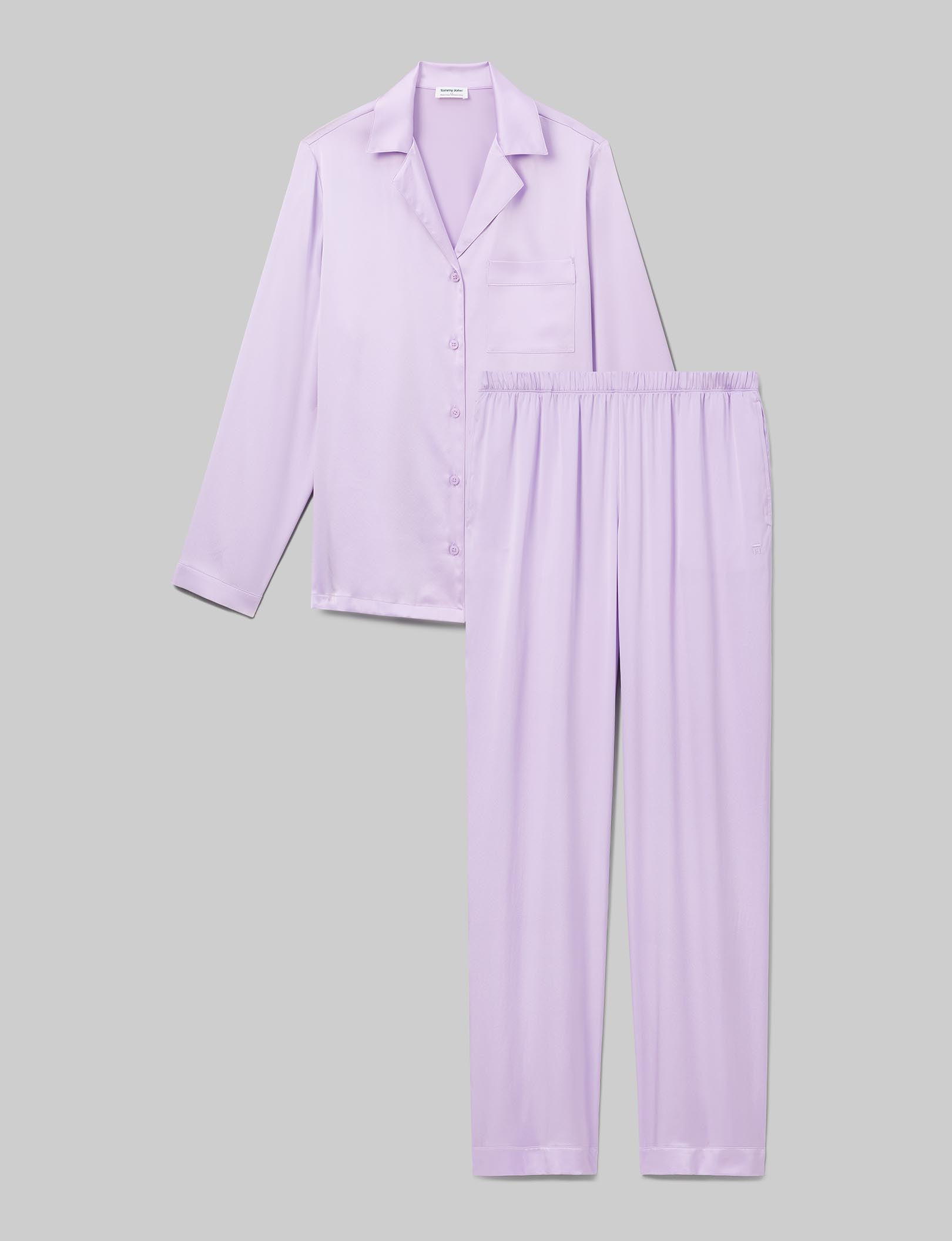 Women's Silk Long Sleeve Pajama Top & Pant Set - Image 2